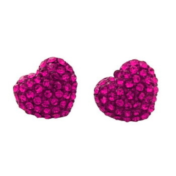 Fuschia Heart Stud Post Earrings - Picture 1 of 1